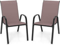 Giantex Patio Chairs Set of 2, Stackable Outdoor Dining Chairs by Giantex