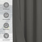 Easy-Going 100% Waterproof Outdoor Curtains 110x96 inch, Dark Grey | Windproof - Image 5