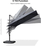 PURPLE LEAF Patio Cantilever Umbrella Left-right Tilting 9 Feet Grey | Aluminum - Image 8