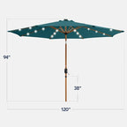Best Choice Products 10ft Solar Market Patio Umbrella w/Woodgrain Pattern Pole - Image 2