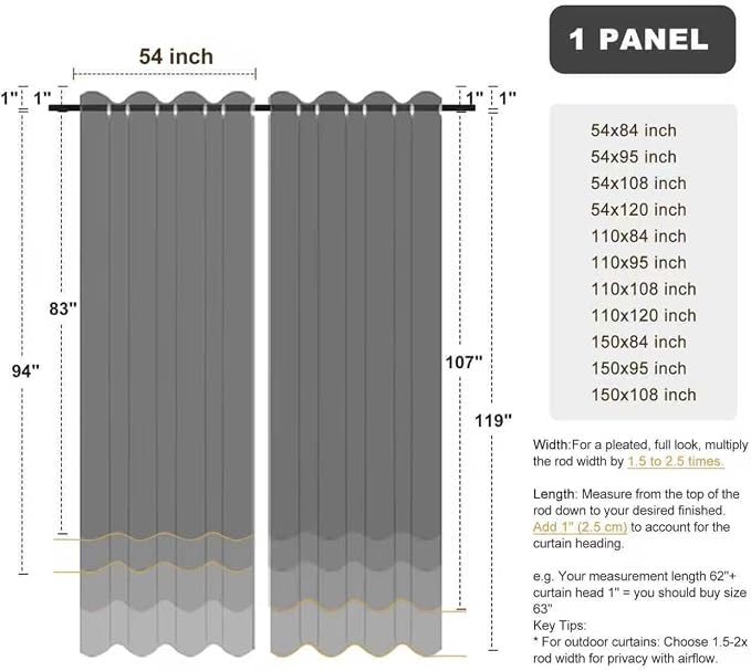 BONZER Extra Wide Waterproof Outdoor Curtains - Image 9