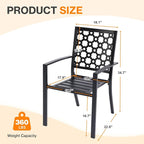 Patio Dining Chairs Set of 4, Stackable Metal High Back Chairs Set - Image 3