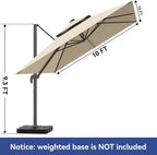 10x13FT Cantilever Outdoor Patio Umbrellas, Double Top Large Rectangle Umbrella - Image 8