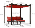PURPLE LEAF Patio Pergola 10' X 10' Retractable Shade Patio Cover, Terra | - Image 6