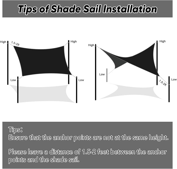 Shade&Beyond Custom Sun Shade Sail 8'x12'RectangleSun Sail Shades Patio UV - Image 6