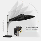 PURPLE LEAF Cantilever Patio Umbrella 11ft Round Solar LED Light, Stays bright - Image 5