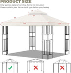 10x10 FT Gazebo Replacement Top, Canopy Replacement Cover Double Tiered - Image 2