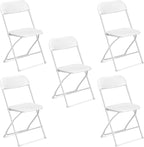 VINGLI 5 Pack White Plastic Folding Chair, Indoor Outdoor Portable Stackable by VINGLI