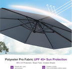 PURPLE LEAF Cantilever Umbrella 10 Feet Round 360° Rotation Light Grey | - Image 4