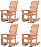 GREENVINES Oversized Outdoor Rocking Chairs Set of 4, HDPE Rocker, Teak | 21.7" by GreenVines