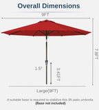 9FT Auto-Tilt Patio Umbrella|Outdoor Market Table Umbrella - Image 7