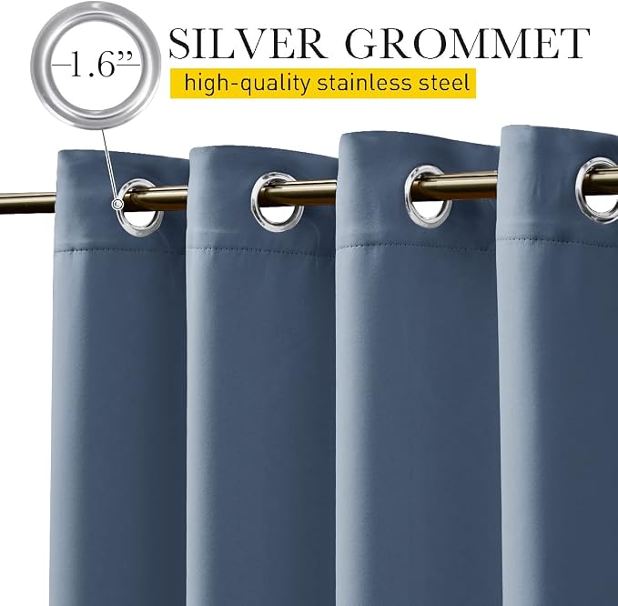 NICETOWN Weighted Curtains for Patio Waterproof W66xL84 Stone Blue 2 Panels | - Image 3