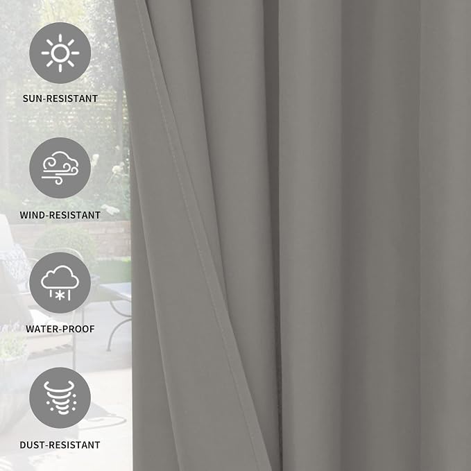 Easy-Going 100% Waterproof Outdoor Curtains 54x120 inch, Gazebo and Pergola 2 - Image 5