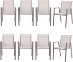 Outdoor Patio Chairs Set of 8, Ivory Beige Stackable Outdoor Chairs, - Image 7