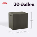 Keter City 30 Gal Outdoor Storage Box and Patio Side Table | Taupe, Weatherproof - Image 2