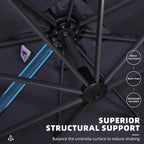 PURPLE LEAF Patio Umbrella 9' x 11.5' Rectangle 360° Rotation Light Grey | More - Image 6