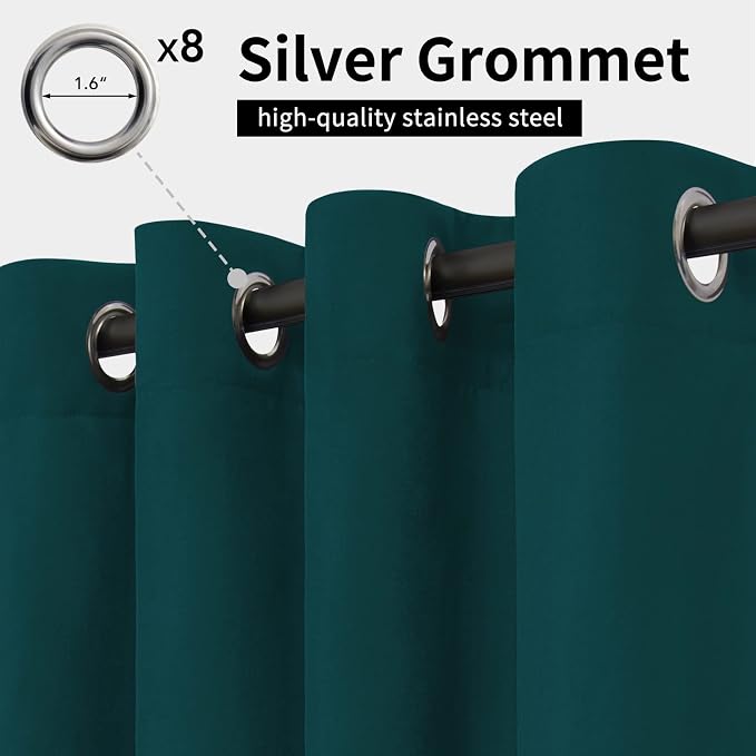Easy-Going Outdoor Curtains for Patio 1 Panel, 54x120 inch, Teal | Waterproof - Image 2