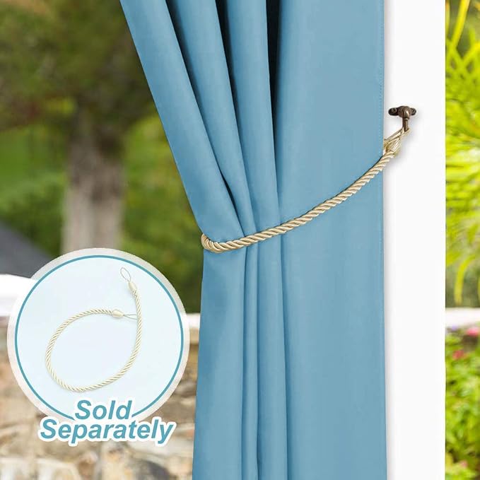 NICETOWN Sunlight Blocking Teal Blue Outdoor Curtain 95" L - Image 7