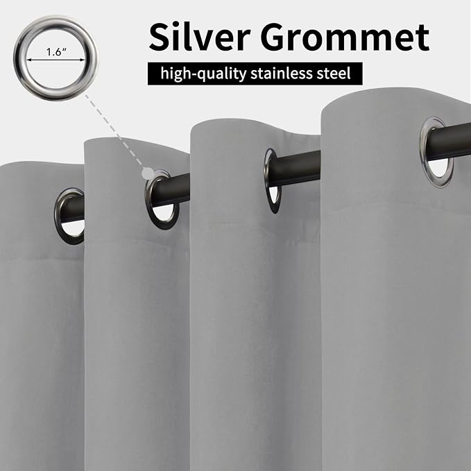 Easy-Going Outdoor Curtains for Patio 2 Panels, 54x96 inch, Light Grey | - Image 2