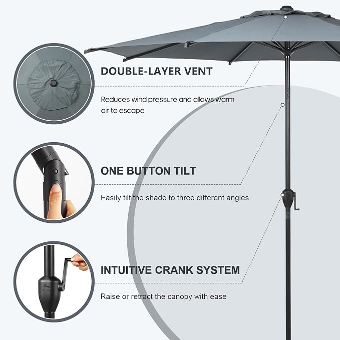 Abba Patio 11FT Lyon Outdoor Patio Umbrella Outdoor Table Umbrella - Image 2