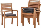 Stackable Patio Dining Chairs Set of 4, Dark Grey | Outdoor Acacia Wood Chairs by OCOrange-Casual