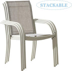 Stackable Patio Chairs Set of 4, Outdoor Dining Chairs - Image 4