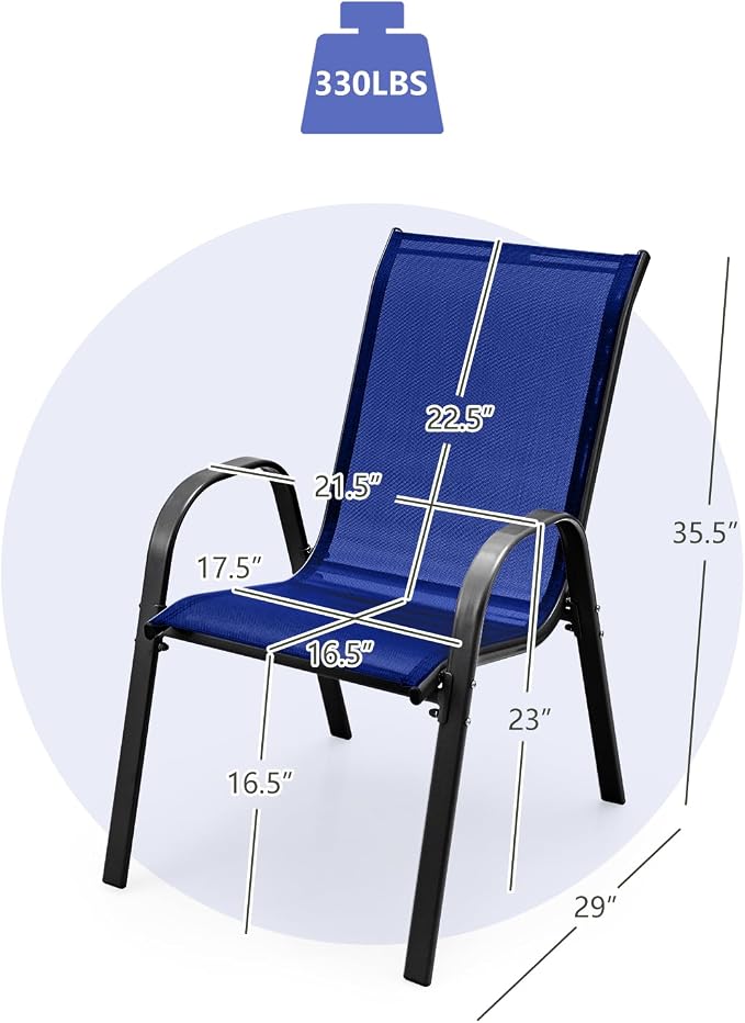 Tangkula Patio Dining Chairs Set of 4, Outdoor Stackable All Weather Heavy Duty - Image 3