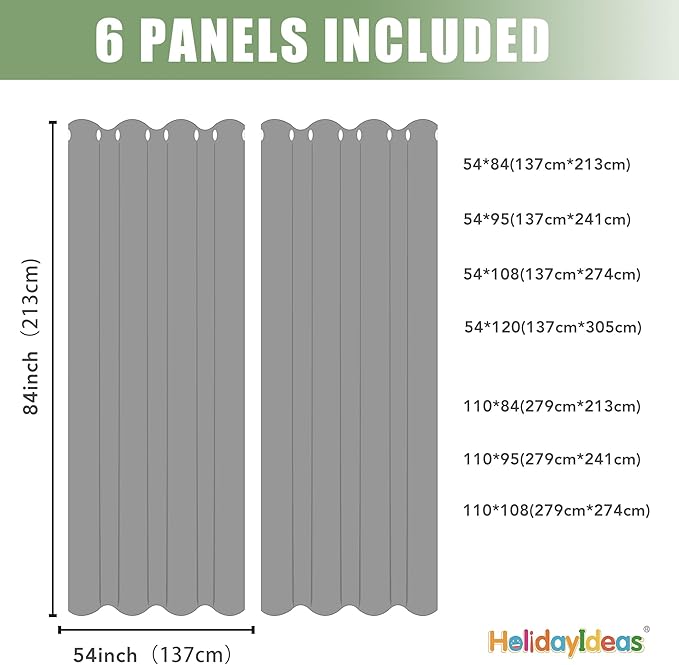 HolidayIdeas Outdoor Curtains for Patio Waterproof 6 Pcs 54x84 Inch White | - Image 7