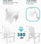 THOEOE Stackable Adirondack Chair Set of 4, Fire Pit Chairs Set of 4 | - Image 2