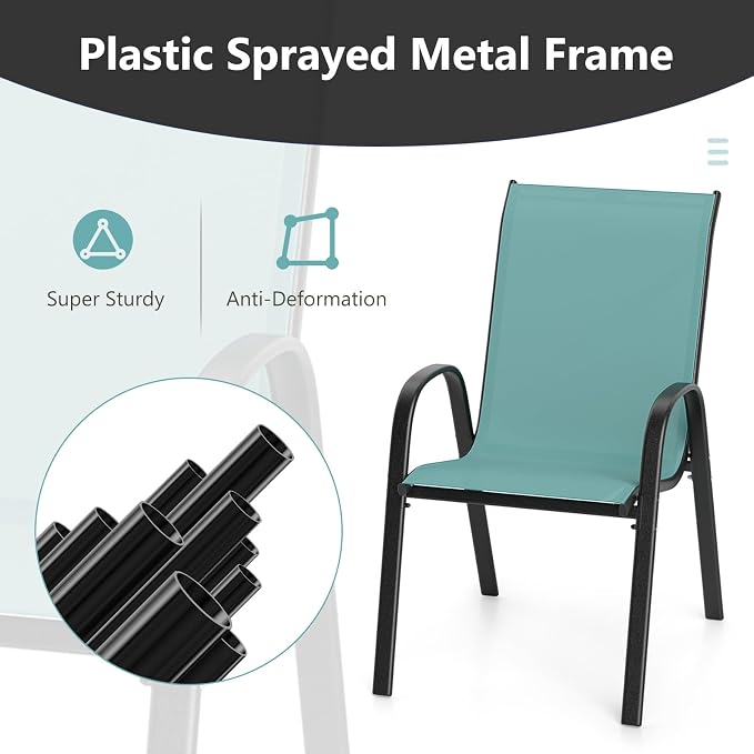 Giantex Set of 4 Stackable Patio Chairs, All Weather Resistant, Breathable & - Image 7