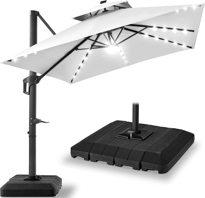 Best Choice Products 9x12ft LED Cantilever Patio Umbrella w/Base Included & by Unknown