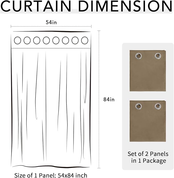 Easy-Going 100% Waterproof Outdoor Curtains 54x84 inch, Sand | Windproof - Image 7