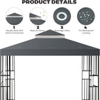 10x10 FT Gazebo Replacement Top, Canopy Replacement Cover Double Tiered - Image 3