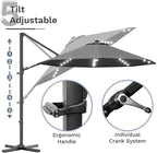 Devoko 10ft Solar LED Patio Umbrella, Round Cantilever Outdoor Umbrella - Image 6