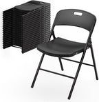 Bonnlo 20-Pack Black Plastic Folding Chairs, Portable Seat by Bonnlo