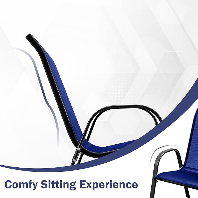 COSTWAY Patio Stackable Dining Chairs Set of 4 - Image 6