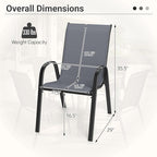 Tangkula Stackable Patio Dining Chairs Set of 4, Outdoor Armchairs - Image 3