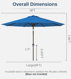 9FT Auto-Tilt Patio Umbrella|Outdoor Market Table Umbrella - Image 7