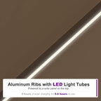 PURPLE LEAF Cantilever Umbrella 10' X 10' Solar LED Light Patio Deck, Support - Image 3