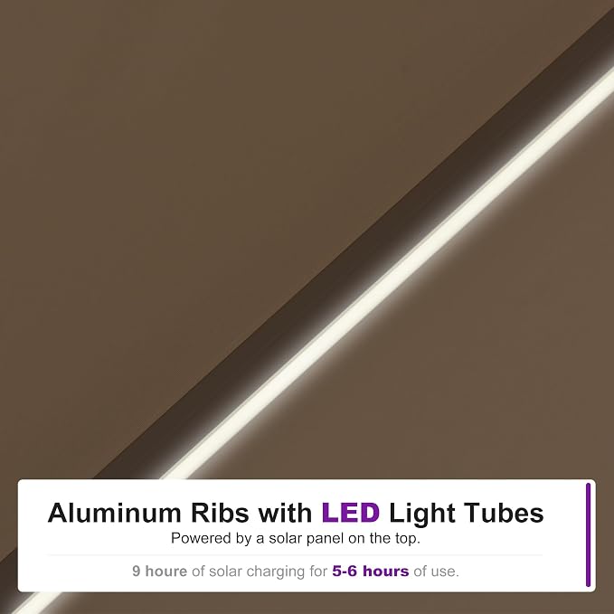 PURPLE LEAF Cantilever Umbrella 9' X 12' Solar LED Light Patio Deck, Support to - Image 4