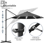 Devoko 10ft Solar LED Patio Umbrella, Round Cantilever Outdoor Umbrella - Image 6
