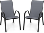 GIANTEX Patio Chairs Set of 2, Stackable Outdoor Dining Chairs by Giantex
