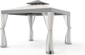 10’x10’ Patio Gazebo Canopy Tent w/Removable Netting, Ventilated Double-tier Top by GOJOOASIS