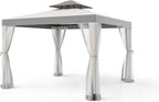 10’x10’ Patio Gazebo Canopy Tent w/Removable Netting, Ventilated Double-tier Top by GOJOOASIS