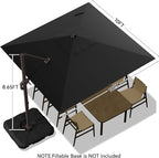 10x10FT Cantilever Outdoor Umbrella, 360° Rotating Large Offset Square Patio - Image 3