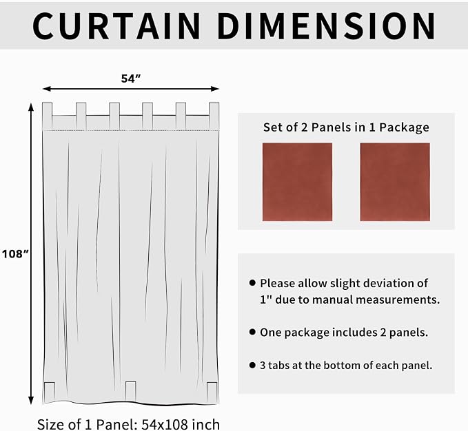 Easy-Going Outdoor Patio Curtains 2 Panels, 54x108 inch, Terra Red | Privacy - Image 6
