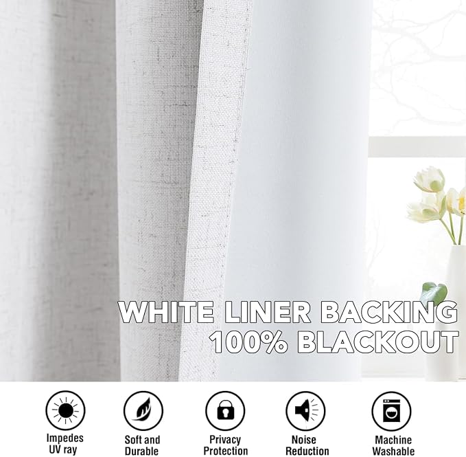 H.VERSAILTEX Linen Curtains 100% Blackout Curtains - Image 3