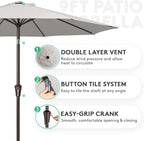 JEAREY 9FT Outdoor Patio Umbrella, Market Umbrella, Fog Gray | Outdoor Table - Image 2
