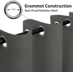 Easy-Going 100% Waterproof Outdoor Curtains 110x120 inch, Dark Grey | Windproof - Image 3
