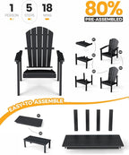 Stackable Set, 2 Chairs with 47in Table, All-Weather HDPE, 380 lbs Each + - Image 7